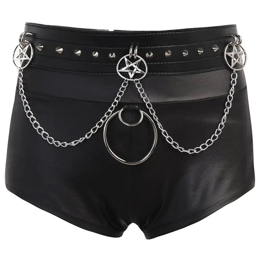 Goth Skinny PU Faux Leather Shorts for High Street Babes