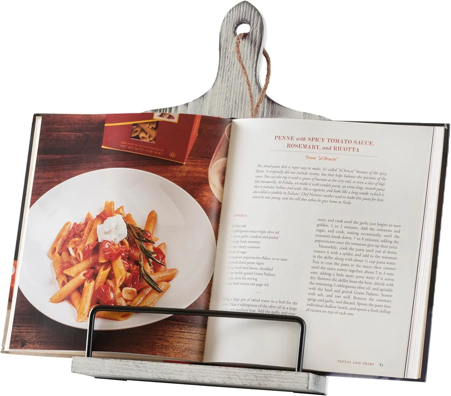 Willow & Croft Premium Cook Book Stand. Farmhouse Cutting Board Stand Cookbook Holder Recipe Book Holder. Distressed Cookbook Stand for Kitchen Counter. Rustic Home Decor Adjustable Display Stand.