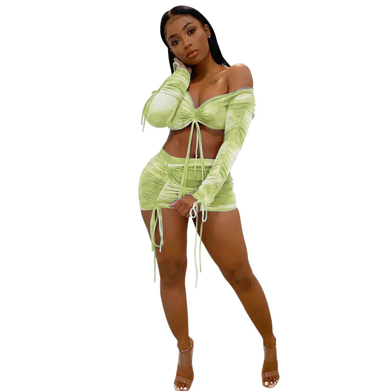 Women's Plus Size Two-Piece Dress Set with Print