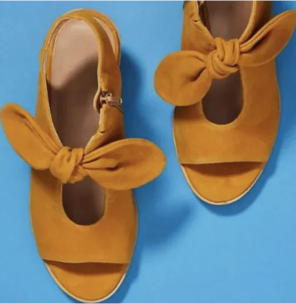 Frosted Fish Mouth Bow Thick High Heels