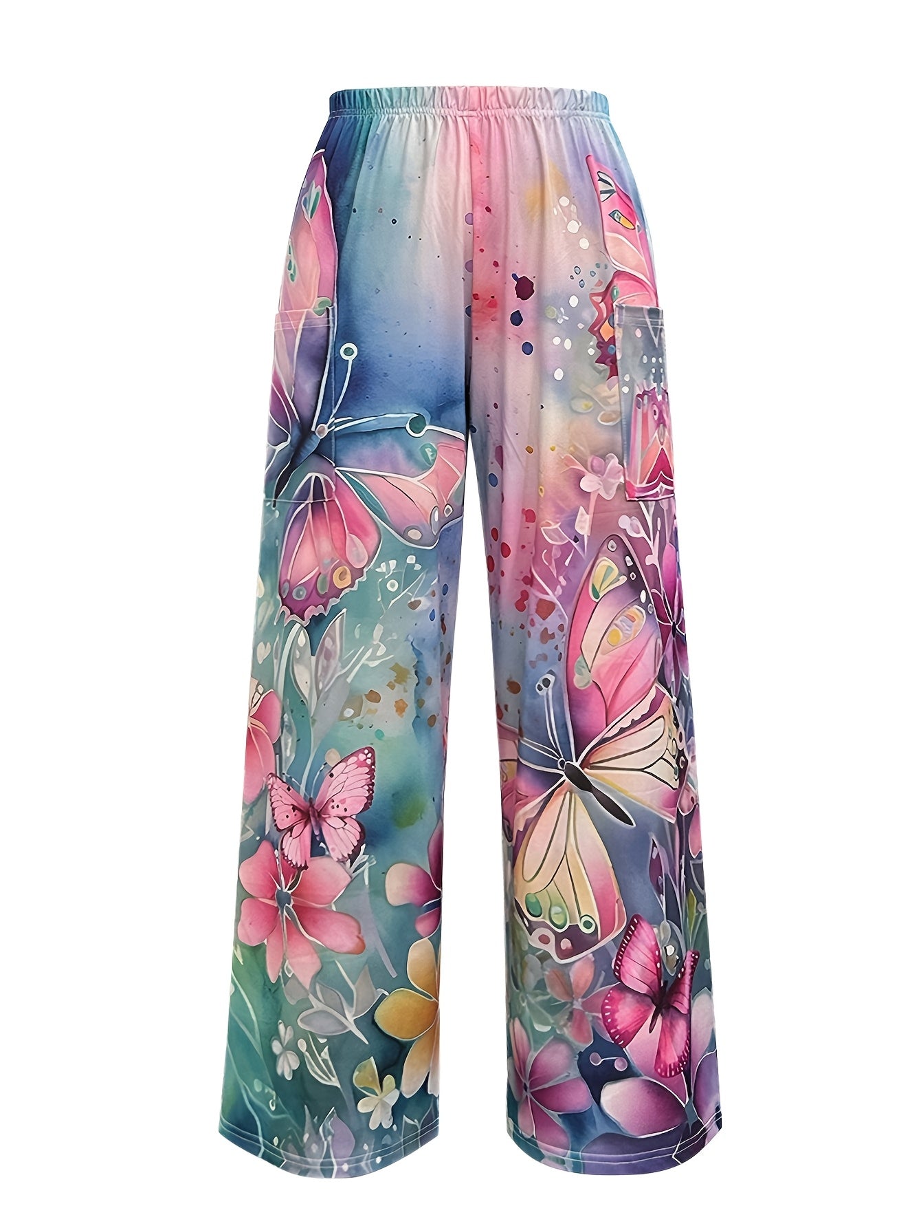 Chic Butterfly Plus Size Casual Pants