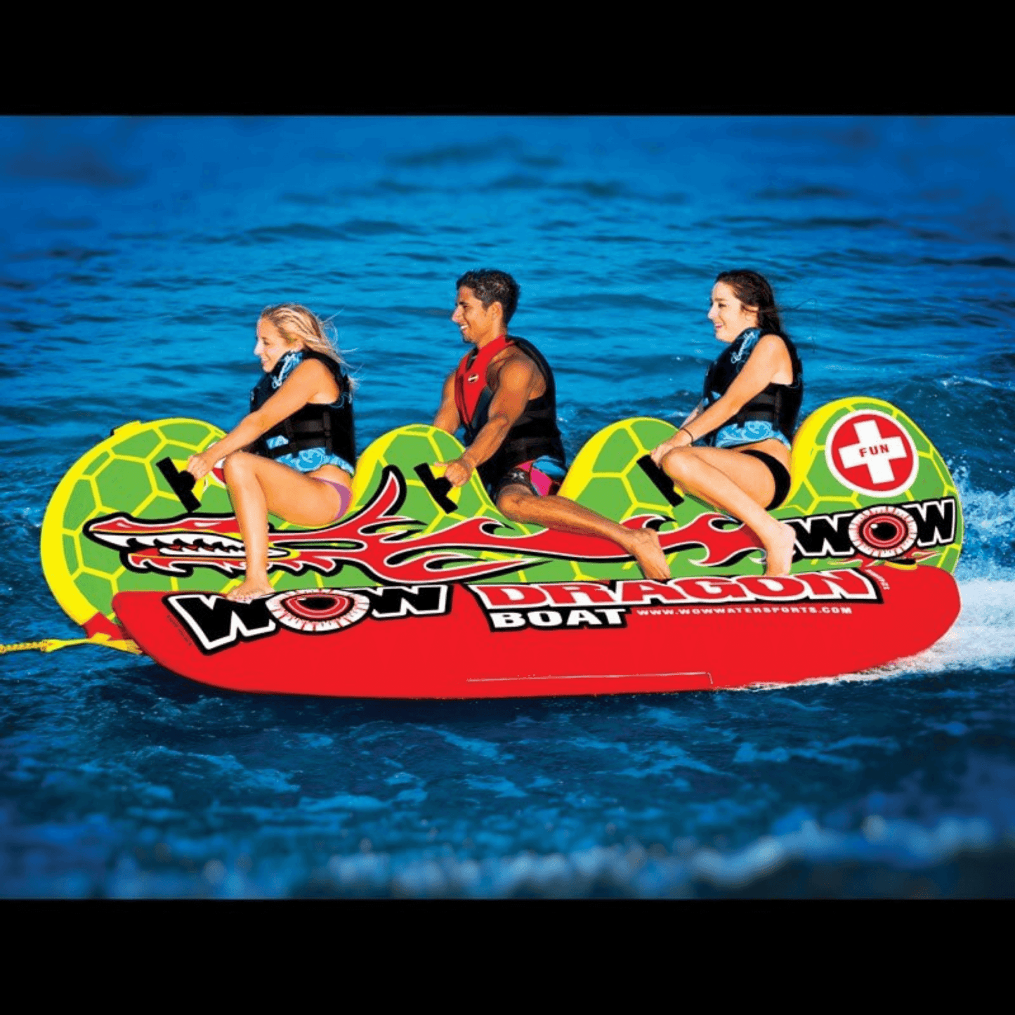 WOW Watersports Dragon Boat 3 Person Inflatable Towable and Ski Tube