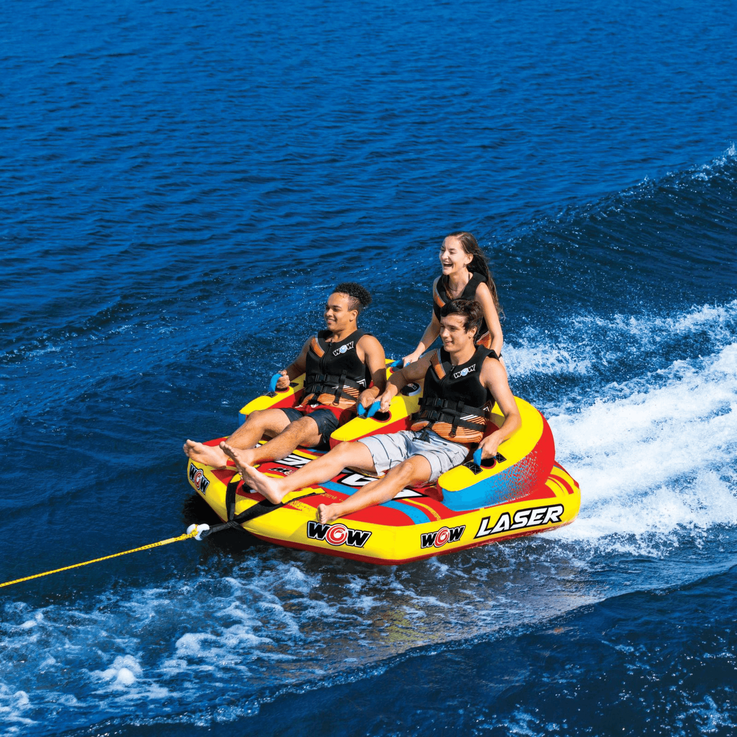 WOW Watersports Laser 3-Person Towable for Sitting and Kneeling Riding Positions