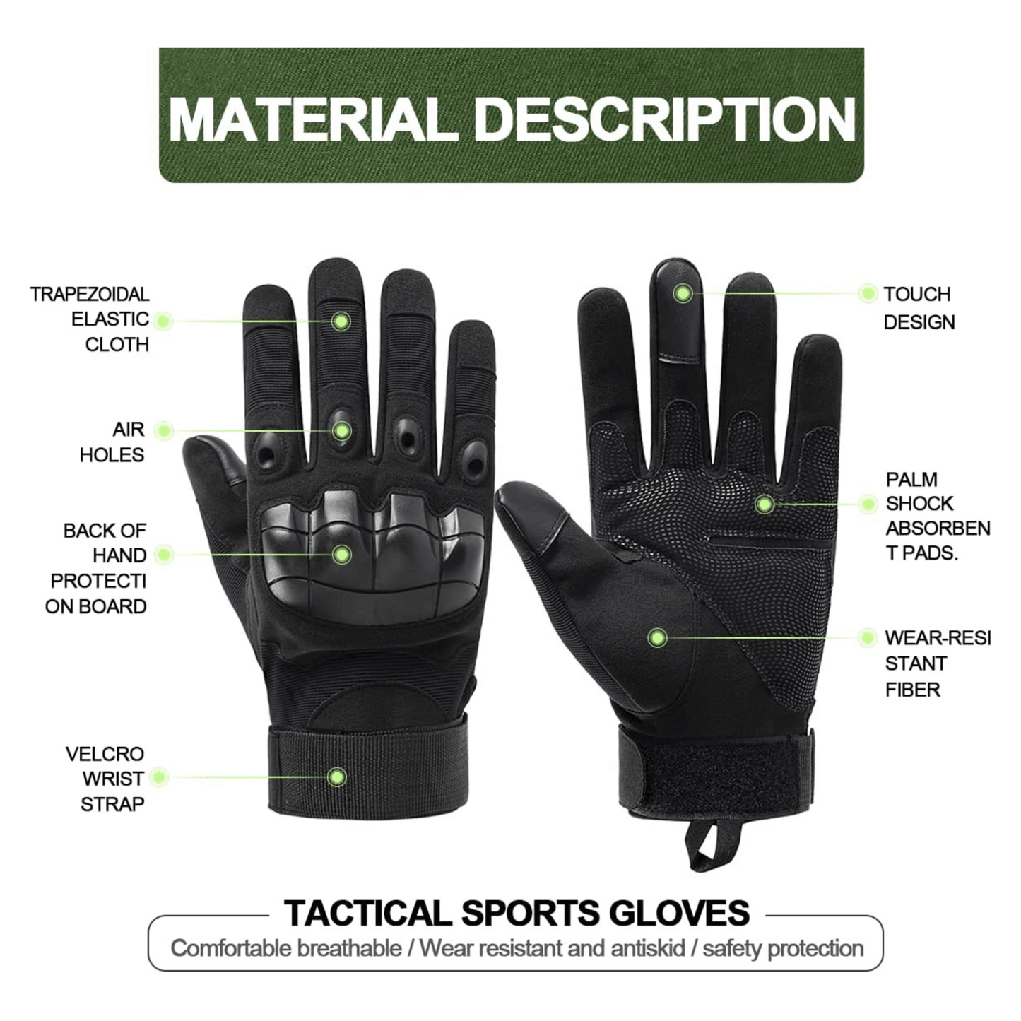 JupiterGear Tactical Military Airsoft Gloves for Outdoor Sports, Paintball, and Motorcycling with Touchscreen Fingertip Capability