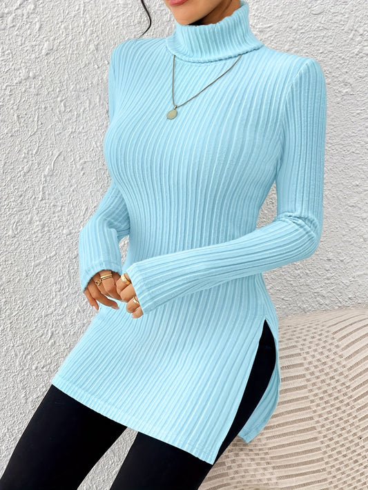 Elegant Soft Turtleneck Long Top