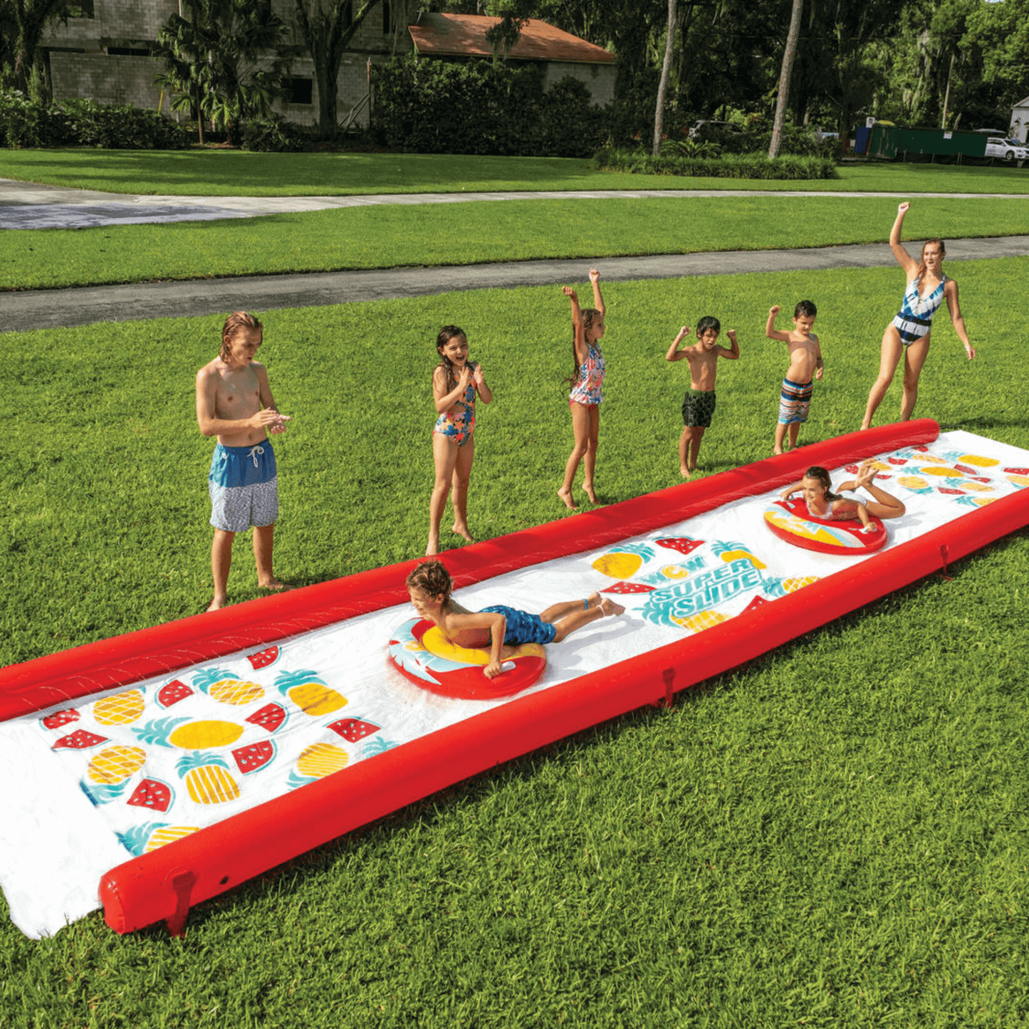 WOW Watersports Pineapple Super Backyard Lawn Slide with High Side Walls and Sprayers