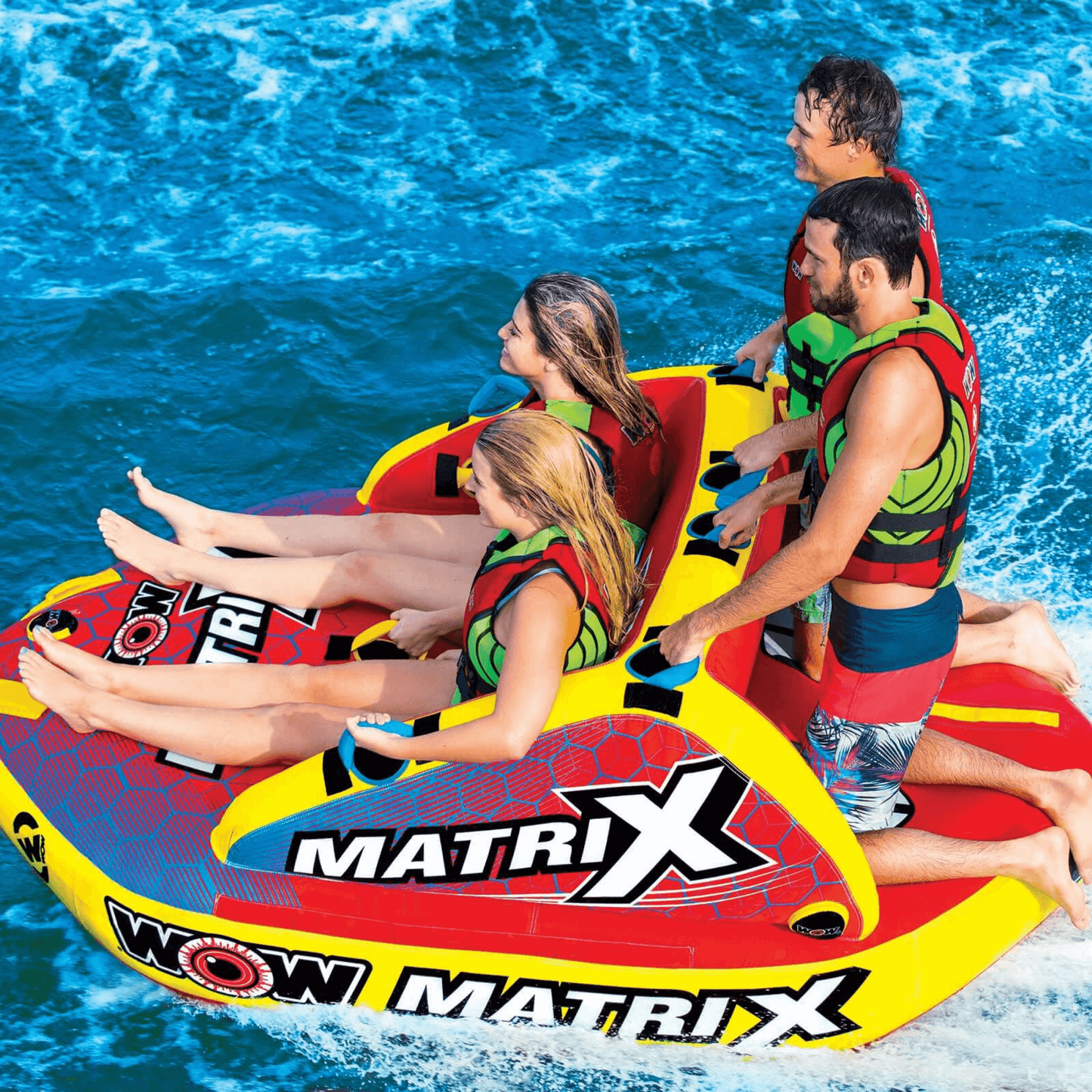 WOW Watersports Matrix Towable Boat Tube w Secure Seating for 1-4 Persons