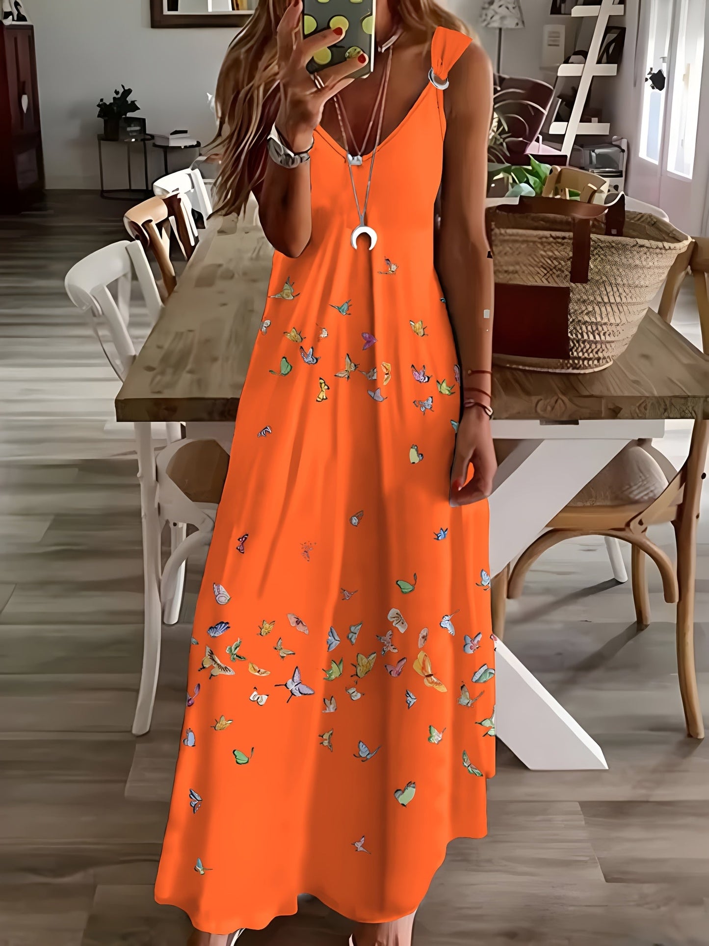 Stunning Plus Size Butterfly Maxi Dress Flowy VNeck Summer Style
