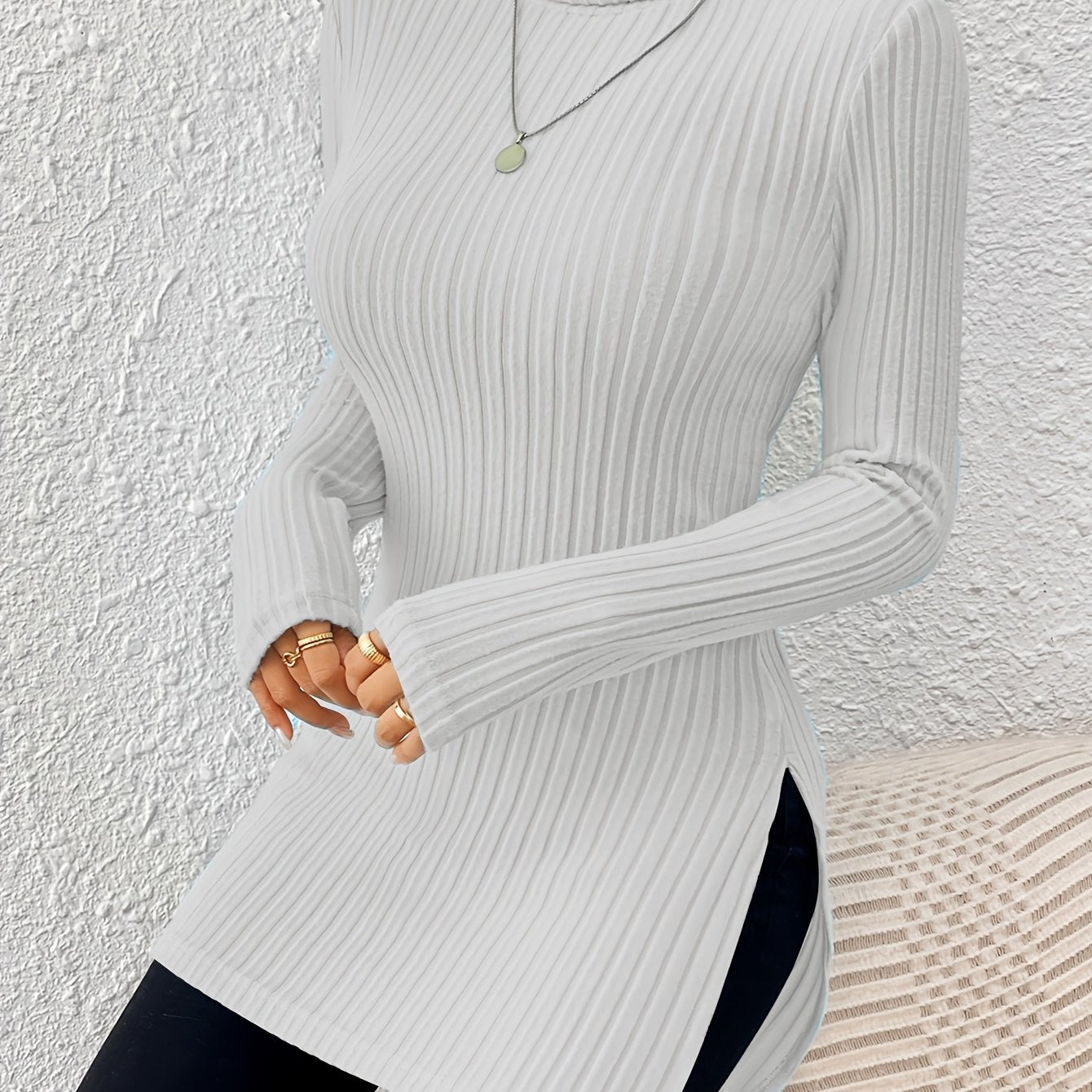 Elegant Soft Turtleneck Long Top