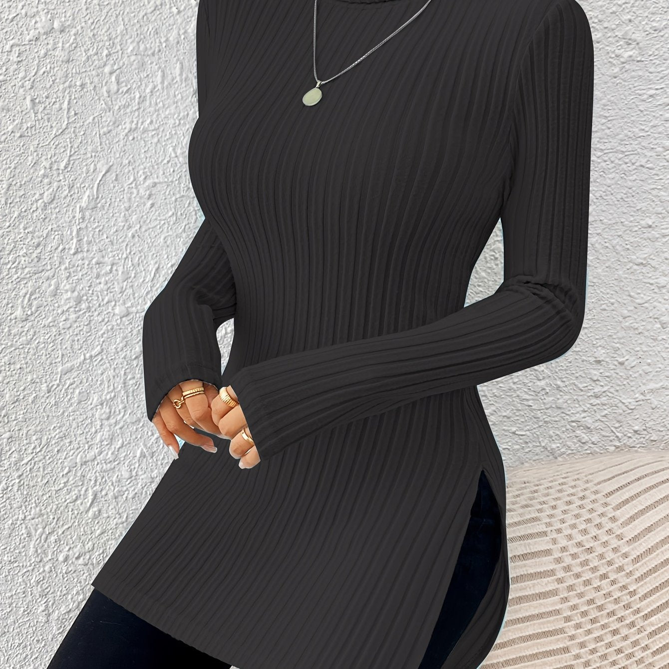 Elegant Soft Turtleneck Long Top