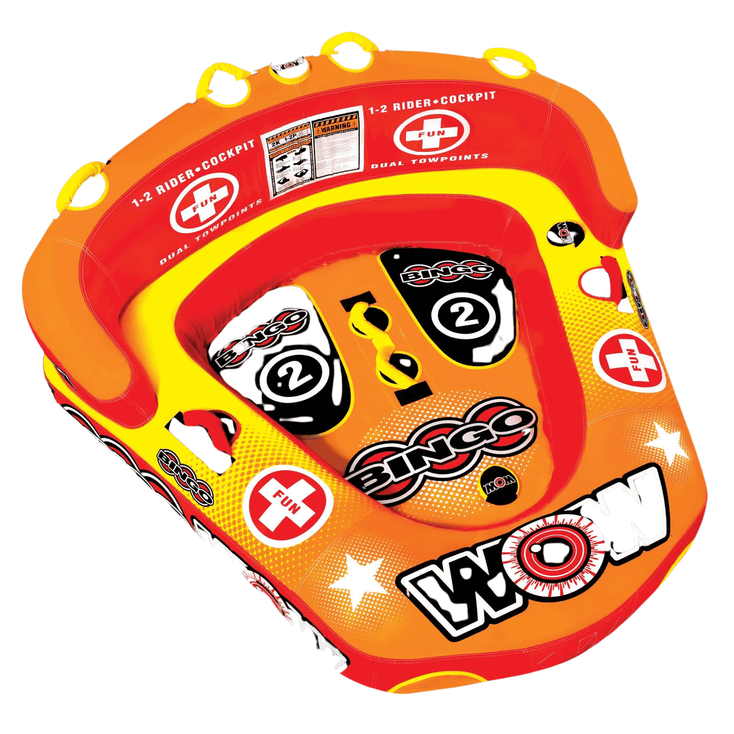 WOW Watersports Bingo 1-2 Person Cockpit Ski Tube with Secured Seating