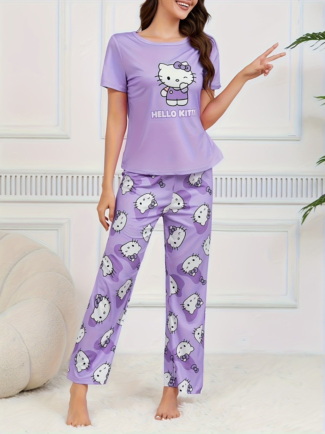 Cute Hello Kitty Pajama Set for Women  2 Sets