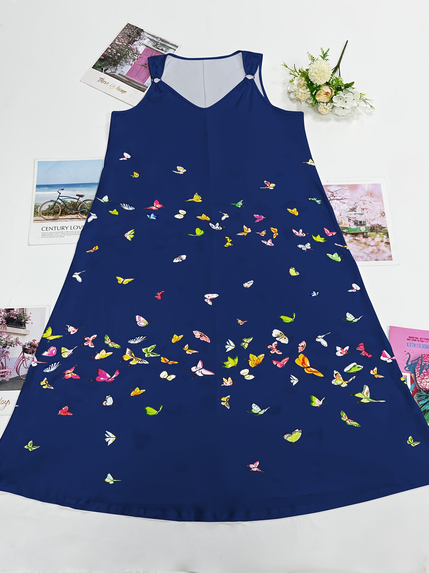 Stunning Plus Size Butterfly Maxi Dress Flowy VNeck Summer Style