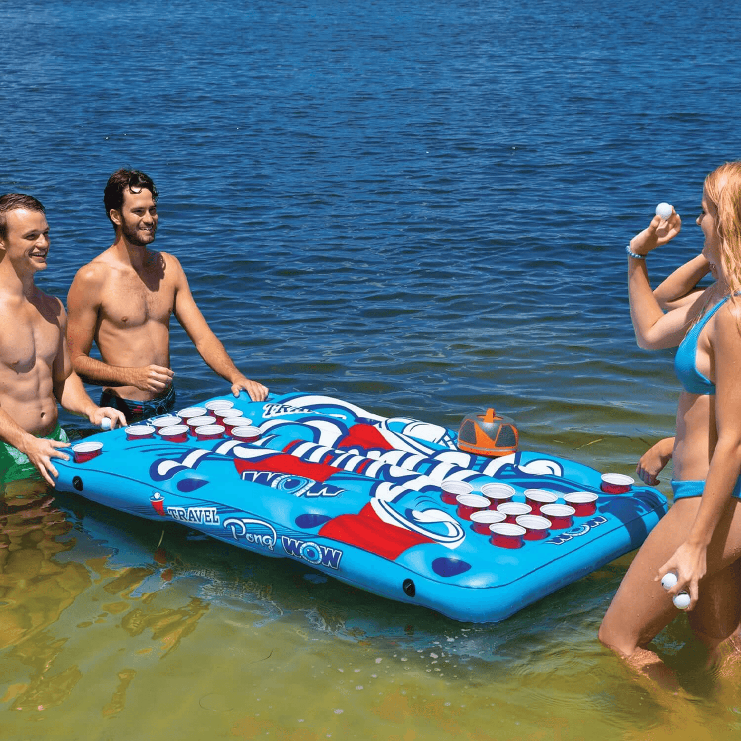 WOW Watersports Travel Pong Inflatable Floating Game with Cup Holders
