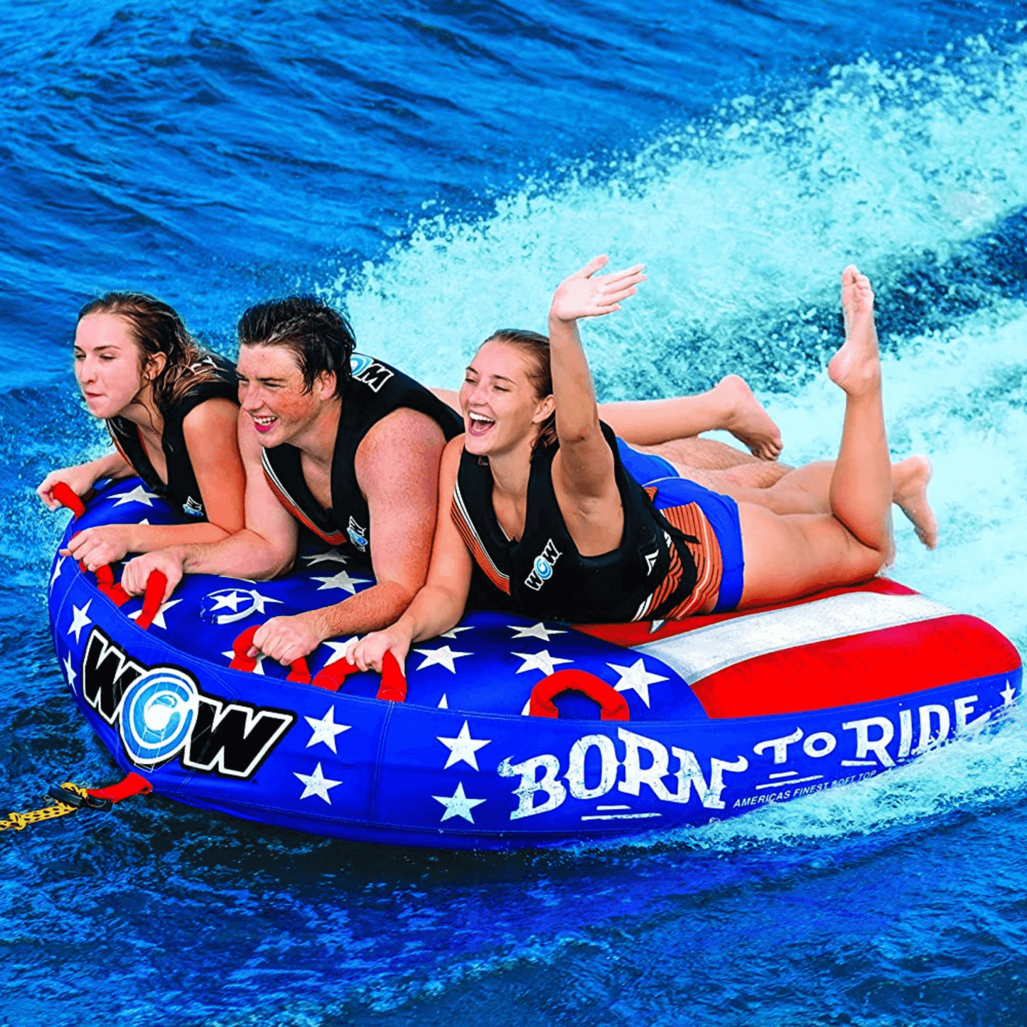 WOW Watersports Born to Ride 3 Person 3P Towable with Soft Top and EZ Tow