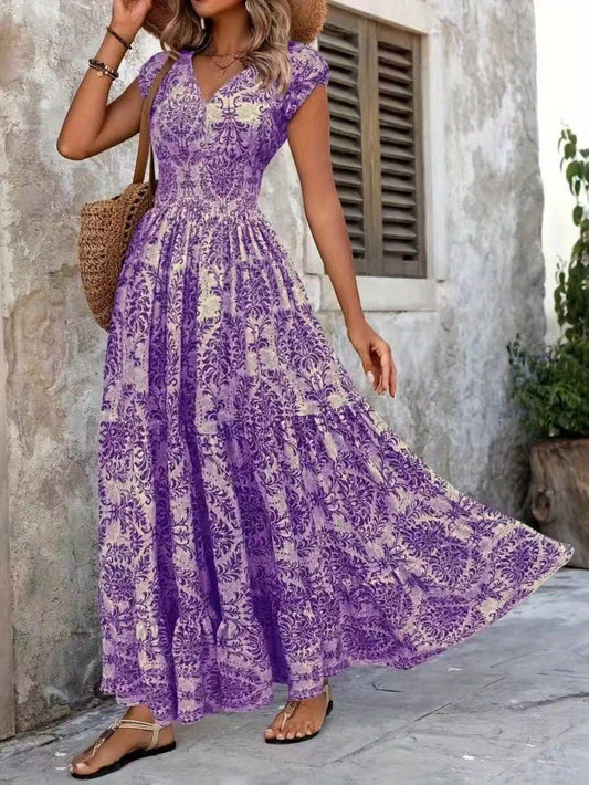 Summer Style  Floral V-neck Maxi Dress