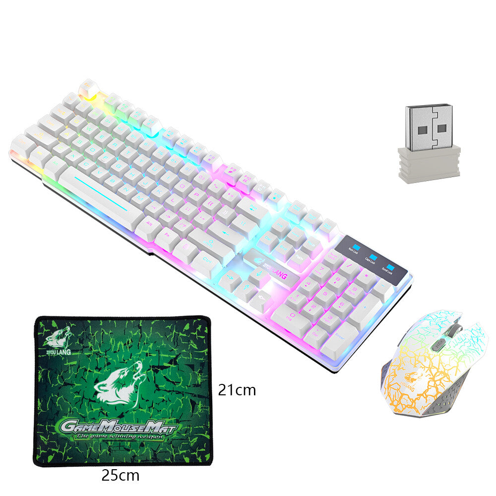 T6 Gaming Keyboard & Mouse Set  Rainbow Backlight  Platinum