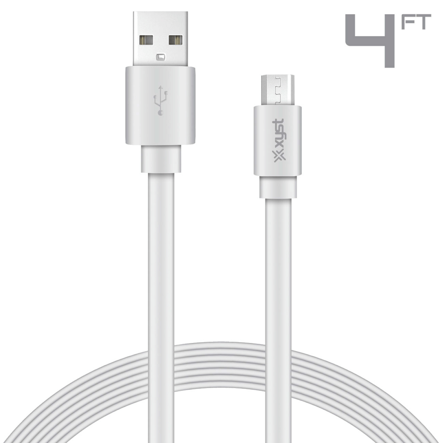 Xyst Charge and Sync USB to Micro USB Flat Cable 4Ft