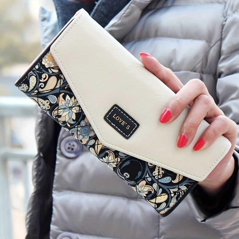 Chic Floral Wallet Card Holder Phone Pocket
