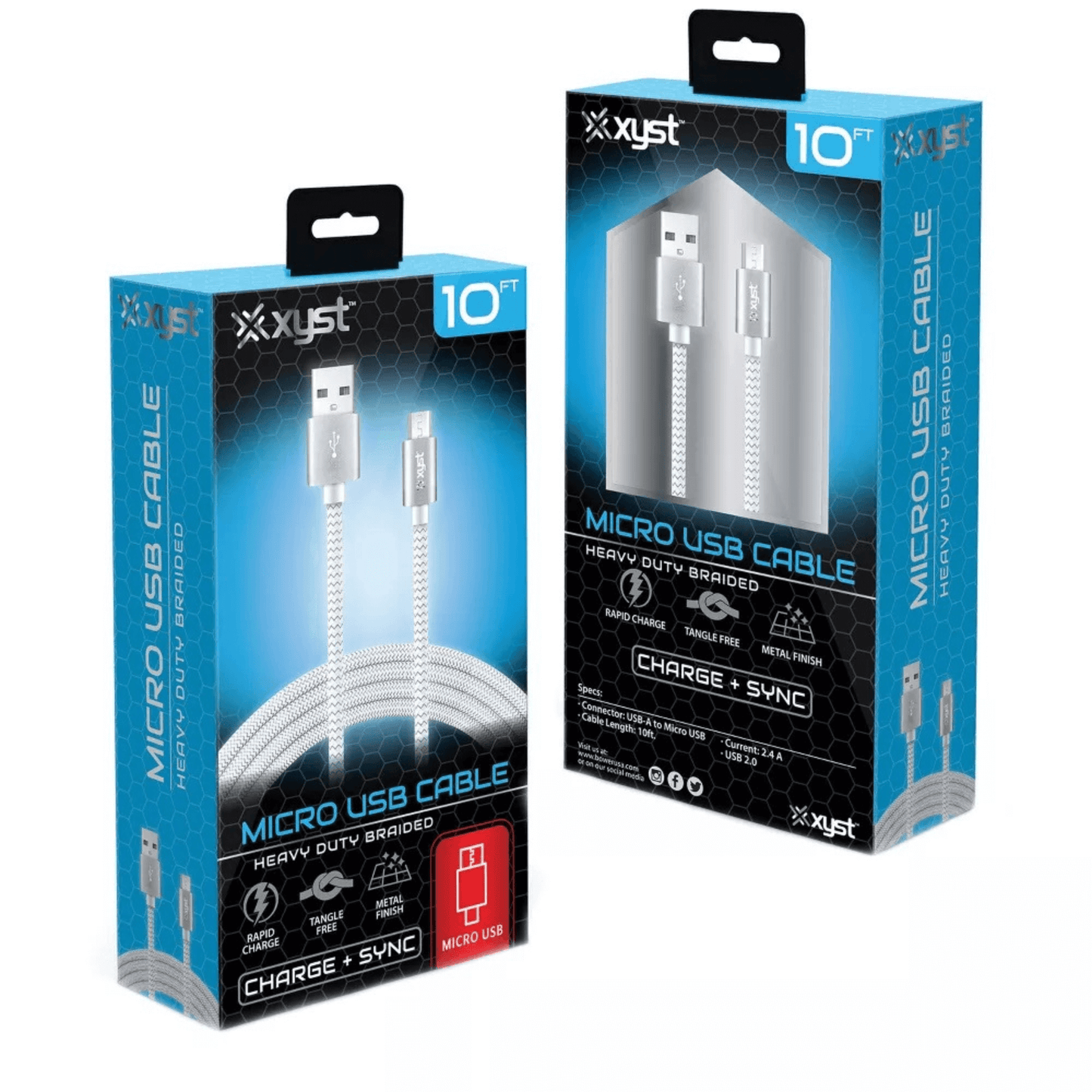 Xyst Charge and Sync USB to Micro USB Braided Cable 10Ft