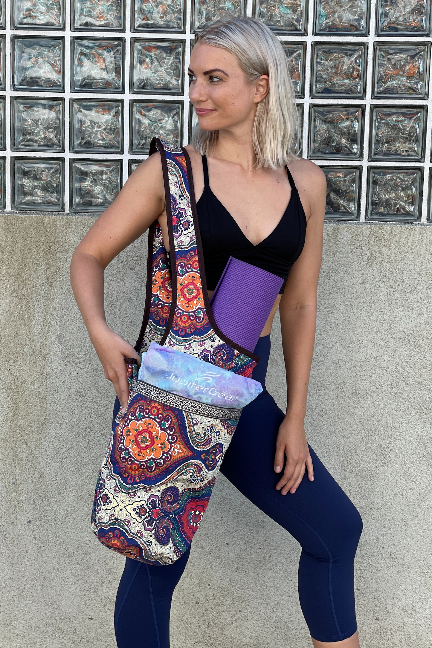 JupiterGear Yoga Mat Carrying Tote Bag with Large Size Pockets | Multipurpose and Fit Most Size Mats