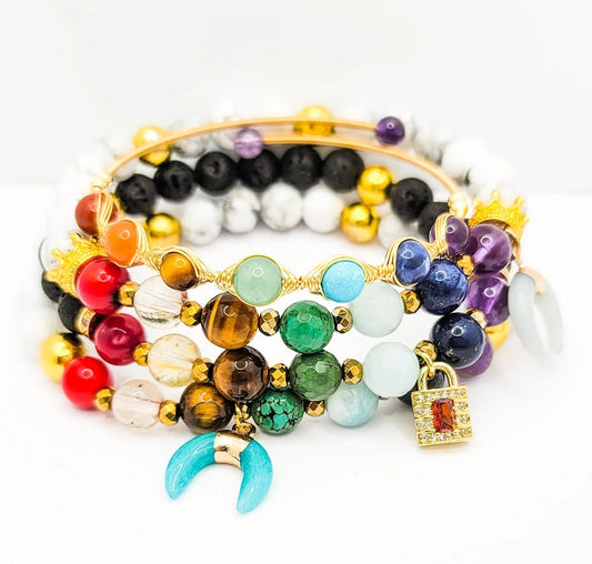 Chakra Stone Stacked Bracelet set