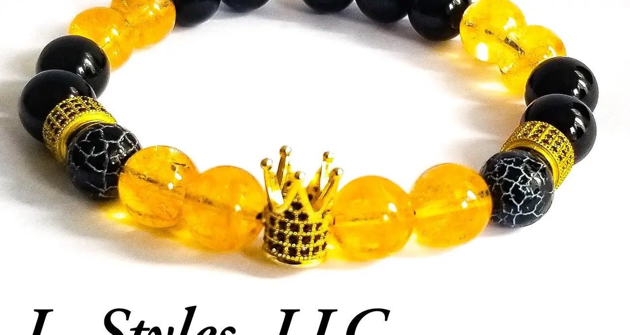 Citrine and Onyx Crown Bracelet set