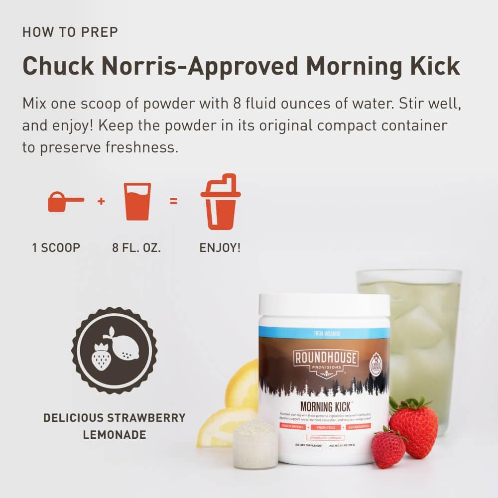 Morning Kick by Chuck Norris – Greens Superfood Powder with Ashwagandha | 30 Servings
