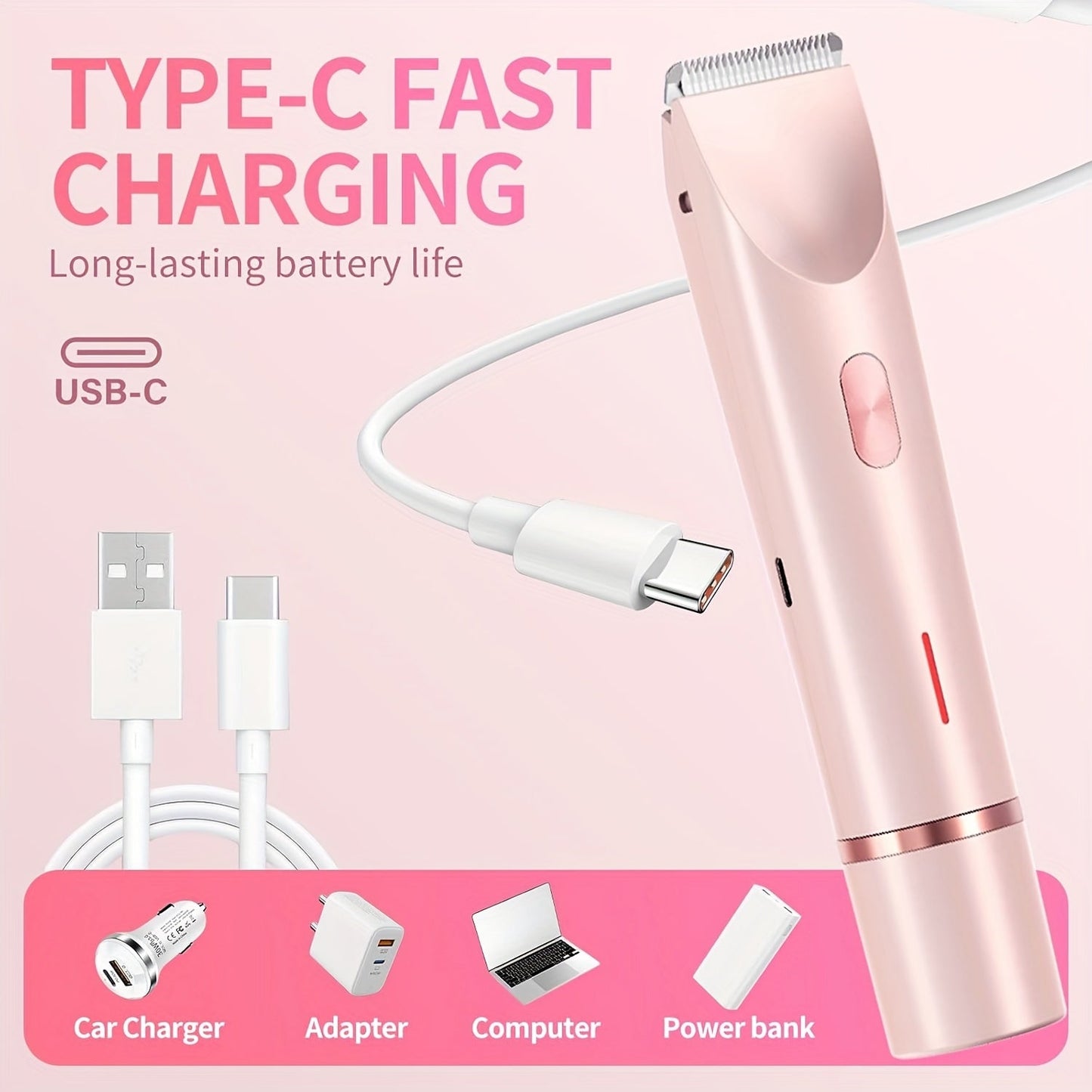 Pink Dual Head Electric Shaver  Bikini Trimmer US Powered Waterproof