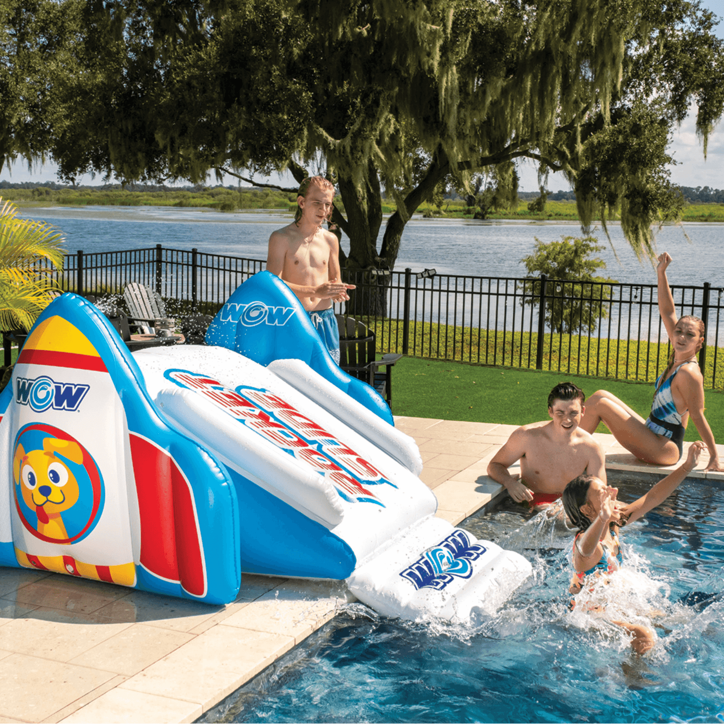 WOW Watersports Rocket Pool Slide with Built-In Sprinklers and Fast Set-Up