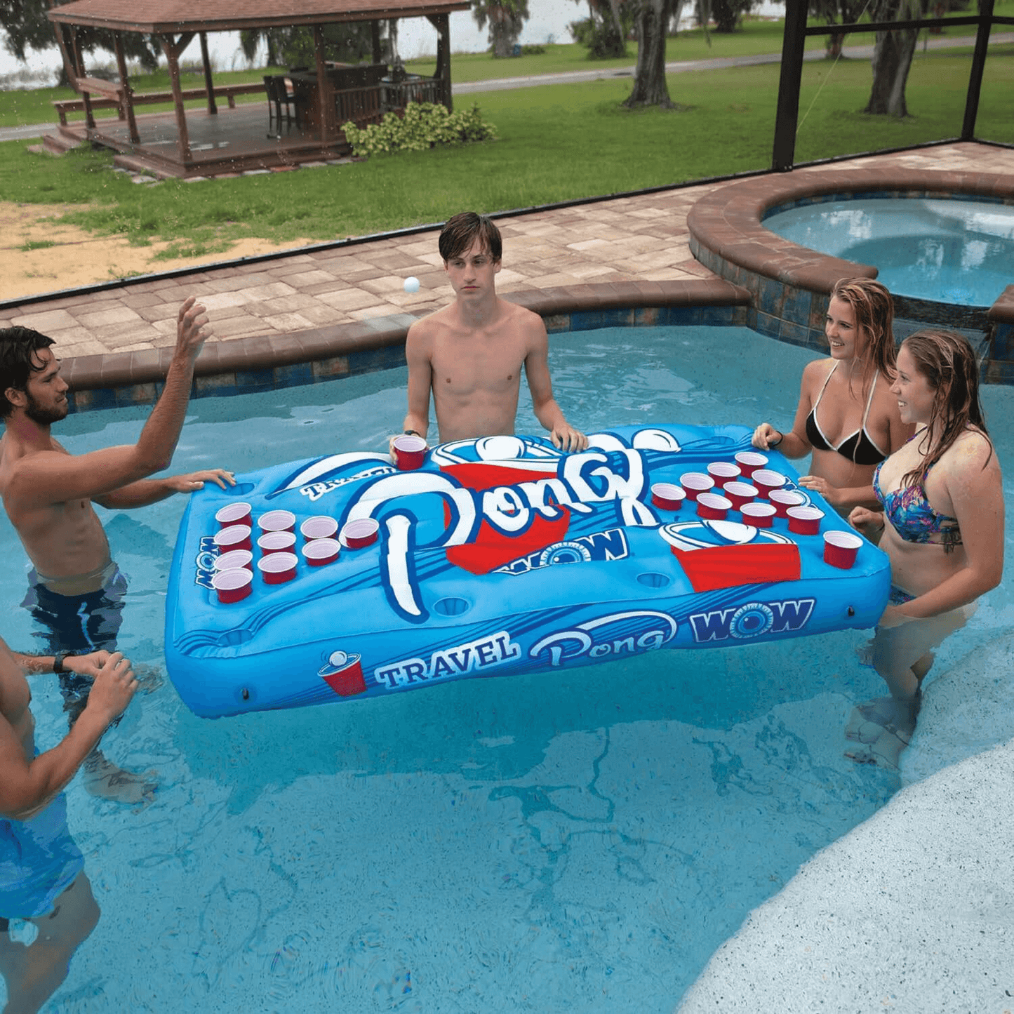 WOW Watersports Travel Pong Inflatable Floating Game with Cup Holders