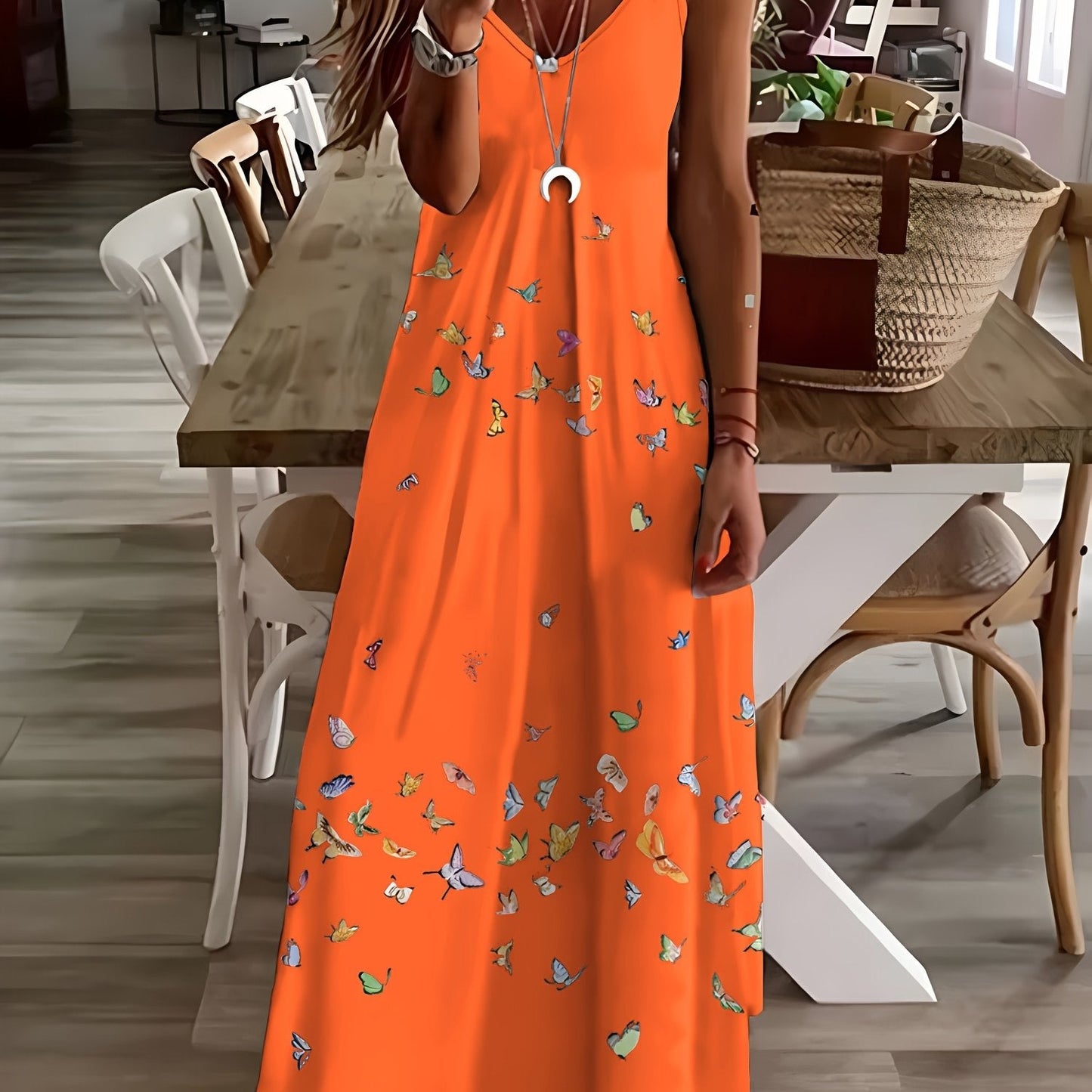 Stunning Plus Size Butterfly Maxi Dress Flowy VNeck Summer Style