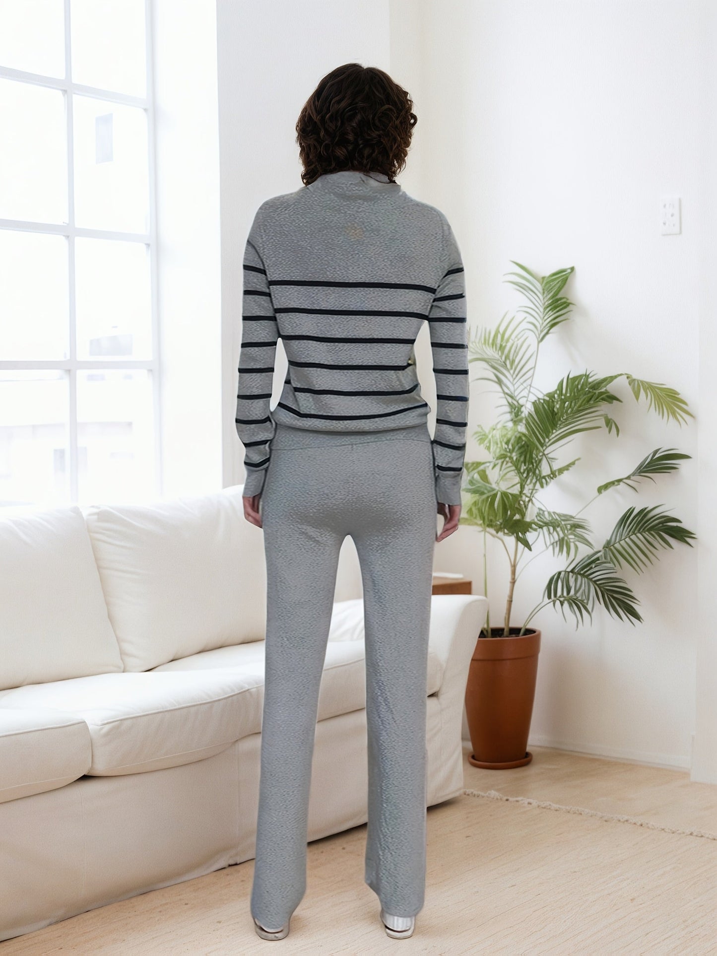 Plus Size Style Striped Knit Set