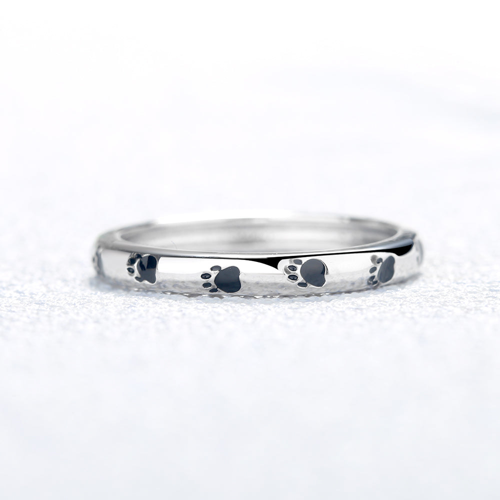 Sterling Silver Paw Print Band