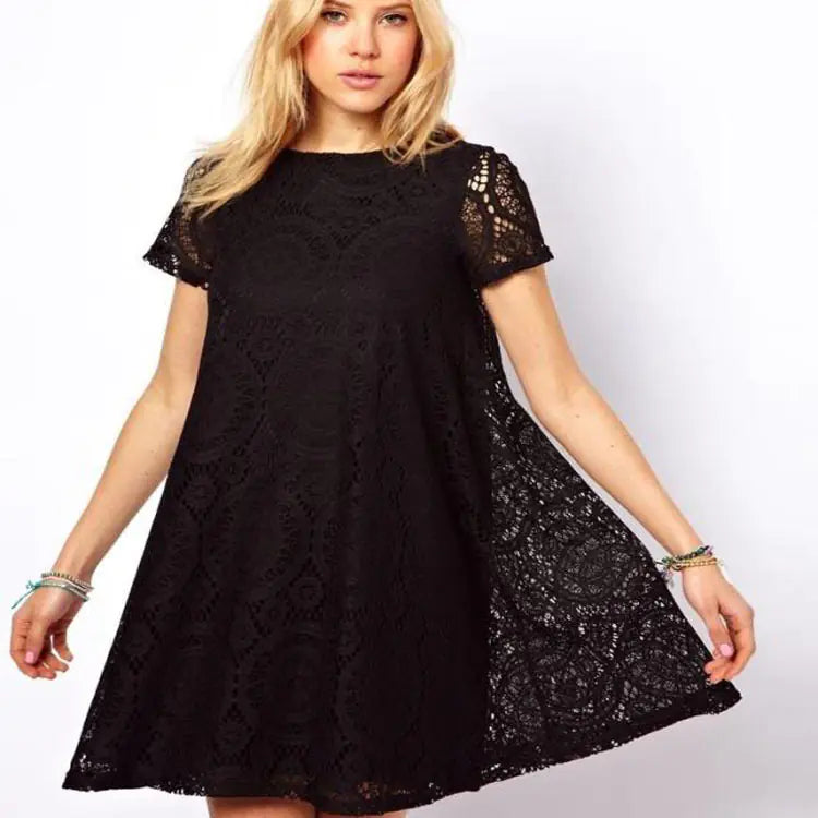 Plus Size Summer Dress with Lace A-Line Design