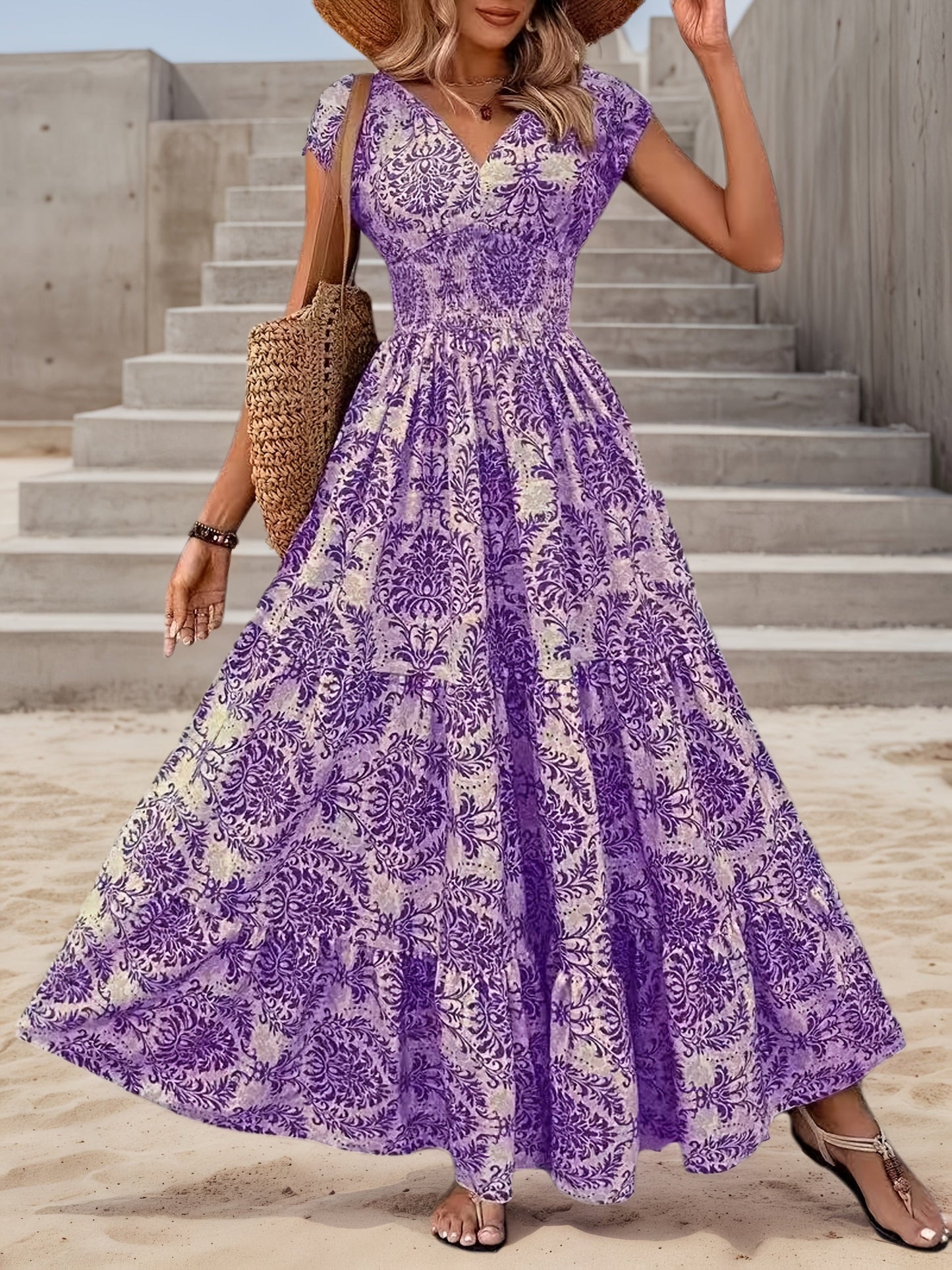 Summer Style  Floral V-neck Maxi Dress