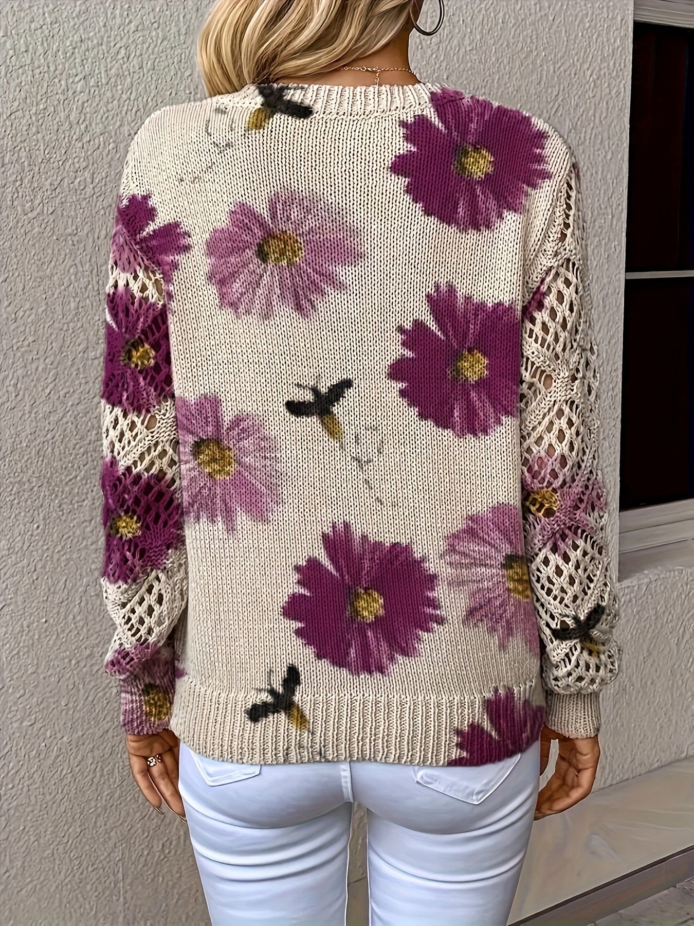 Boho  Style Essential Floral V-neck Long Sleeve Top