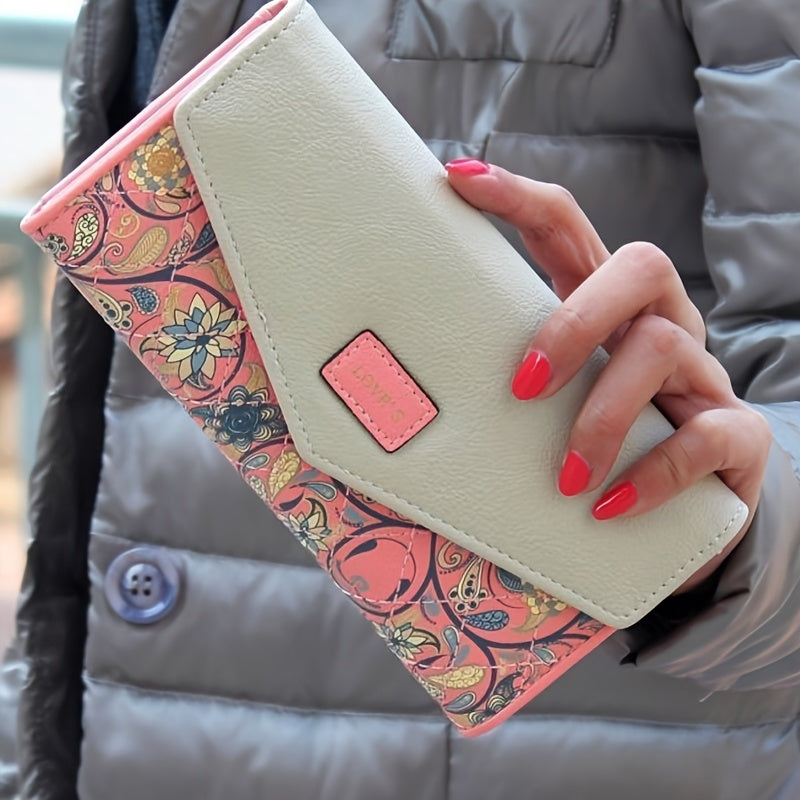 Chic Floral Wallet Card Holder Phone Pocket