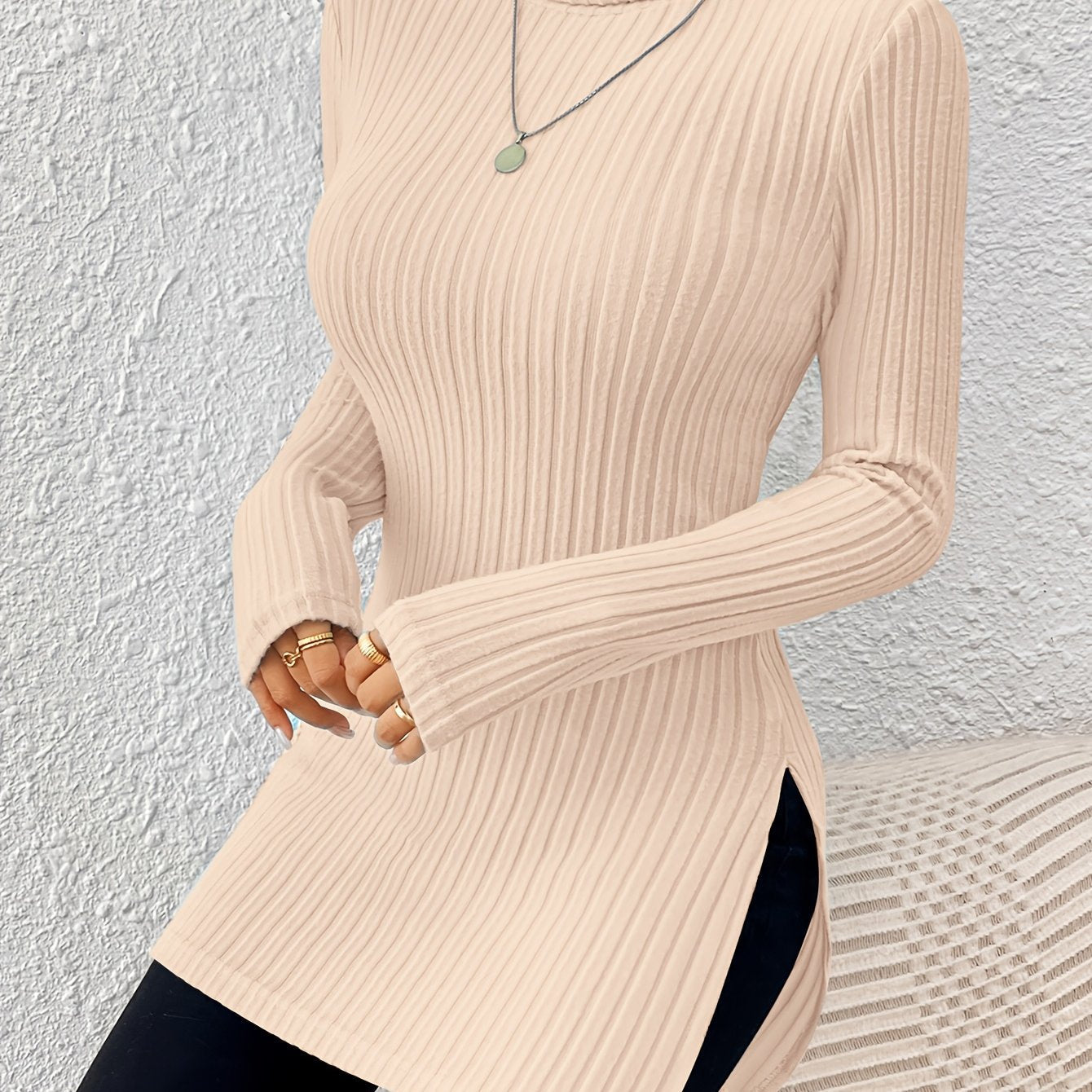 Elegant Soft Turtleneck Long Top