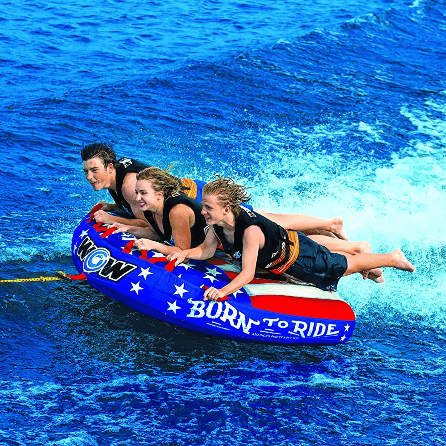 WOW Watersports Born to Ride 3 Person 3P Towable with Soft Top and EZ Tow