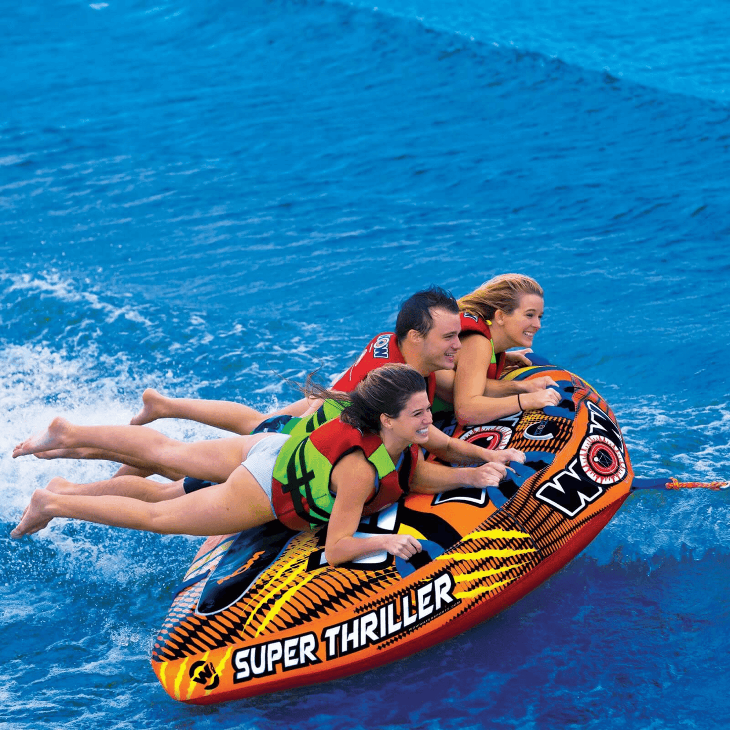 WOW Watersports Super Thriller 1 to 3 Person Inflatable Towable Deck Tube