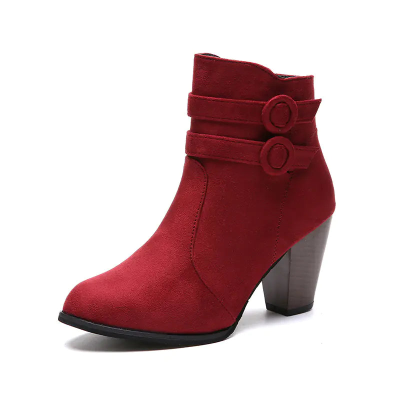 Women's Martin Boots - Chunky Heels, Warm Winter Style