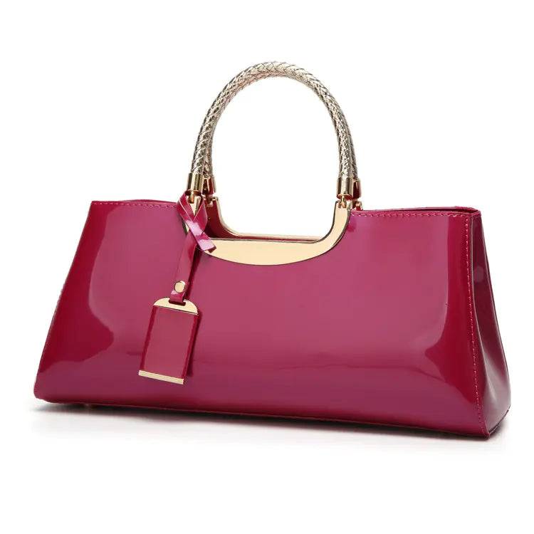 Fashionable Glossy Patent Leather Handbag for Brides