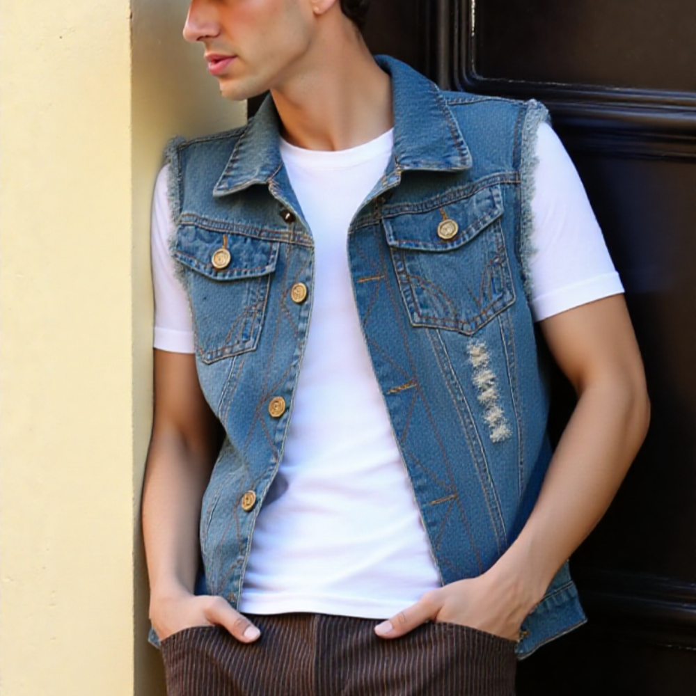 Mens Street Style Jeans Vest