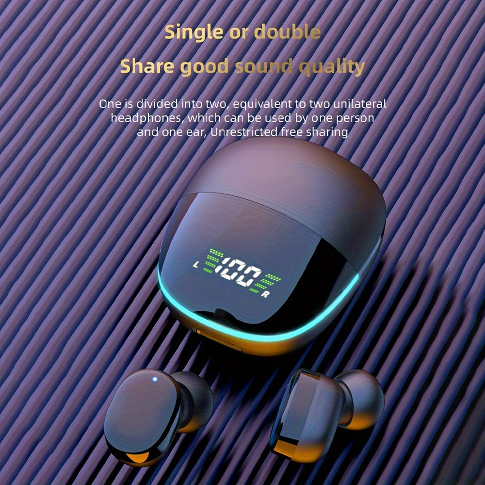 Wireless Earbuds Stereo Bass Mic LED Display