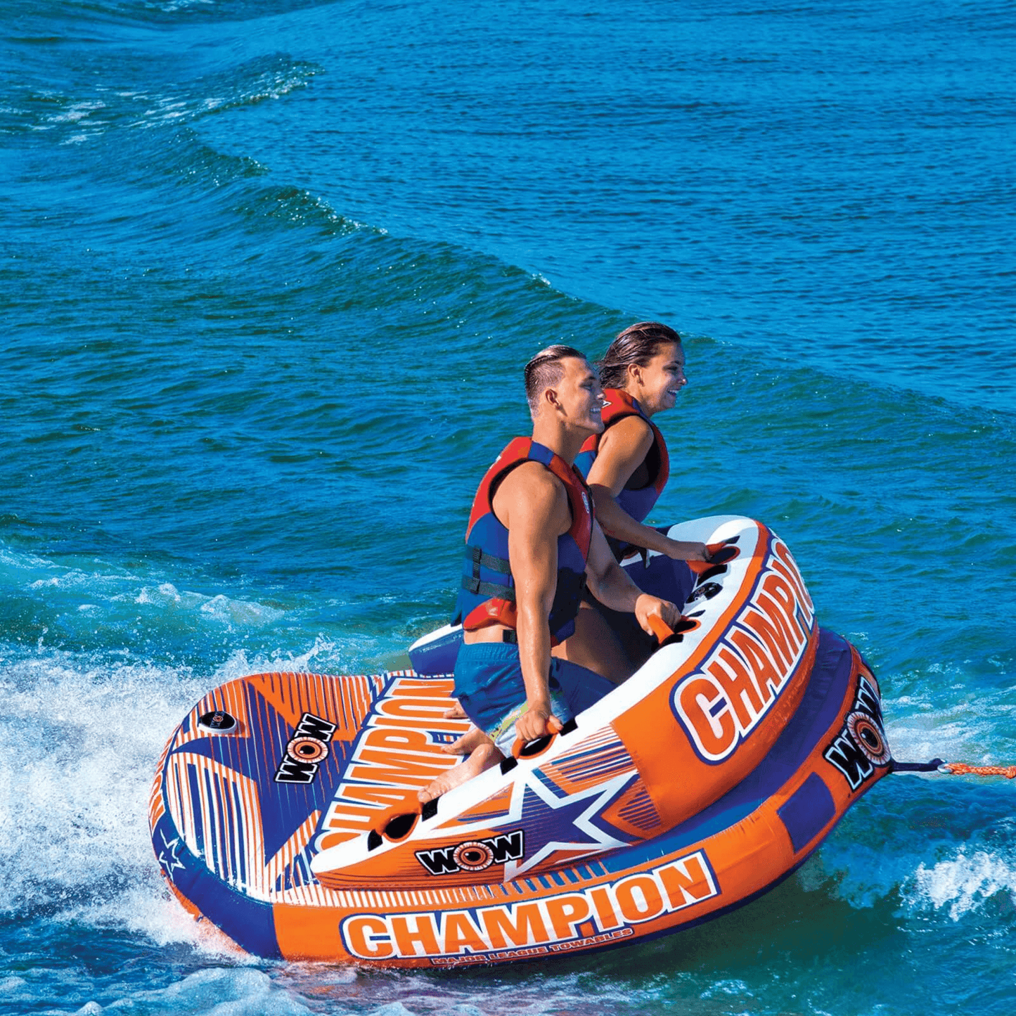 WOW Watersports Champion 2-Person Towable with EZ-Up Nose for Minimal Drag and Footrest