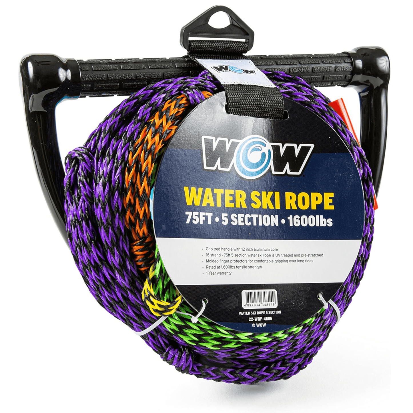 WOW Watersports 75ft 5-Section Pre-Stretched Water Ski Rope