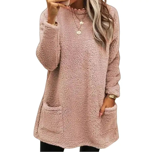 Women's Casual Long Sleeve T-Shirt Dress - Round Neck