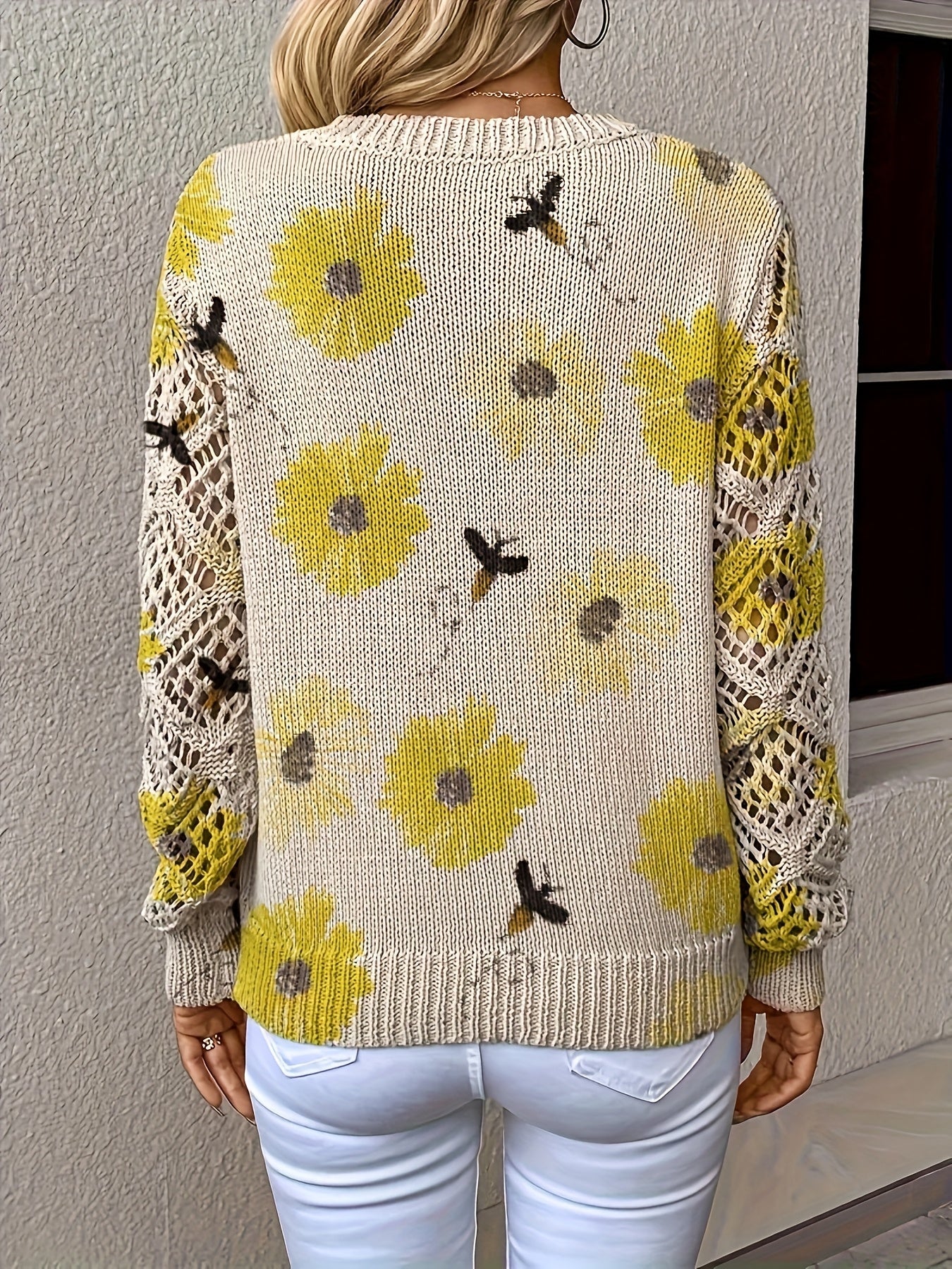 Boho  Style Essential Floral V-neck Long Sleeve Top