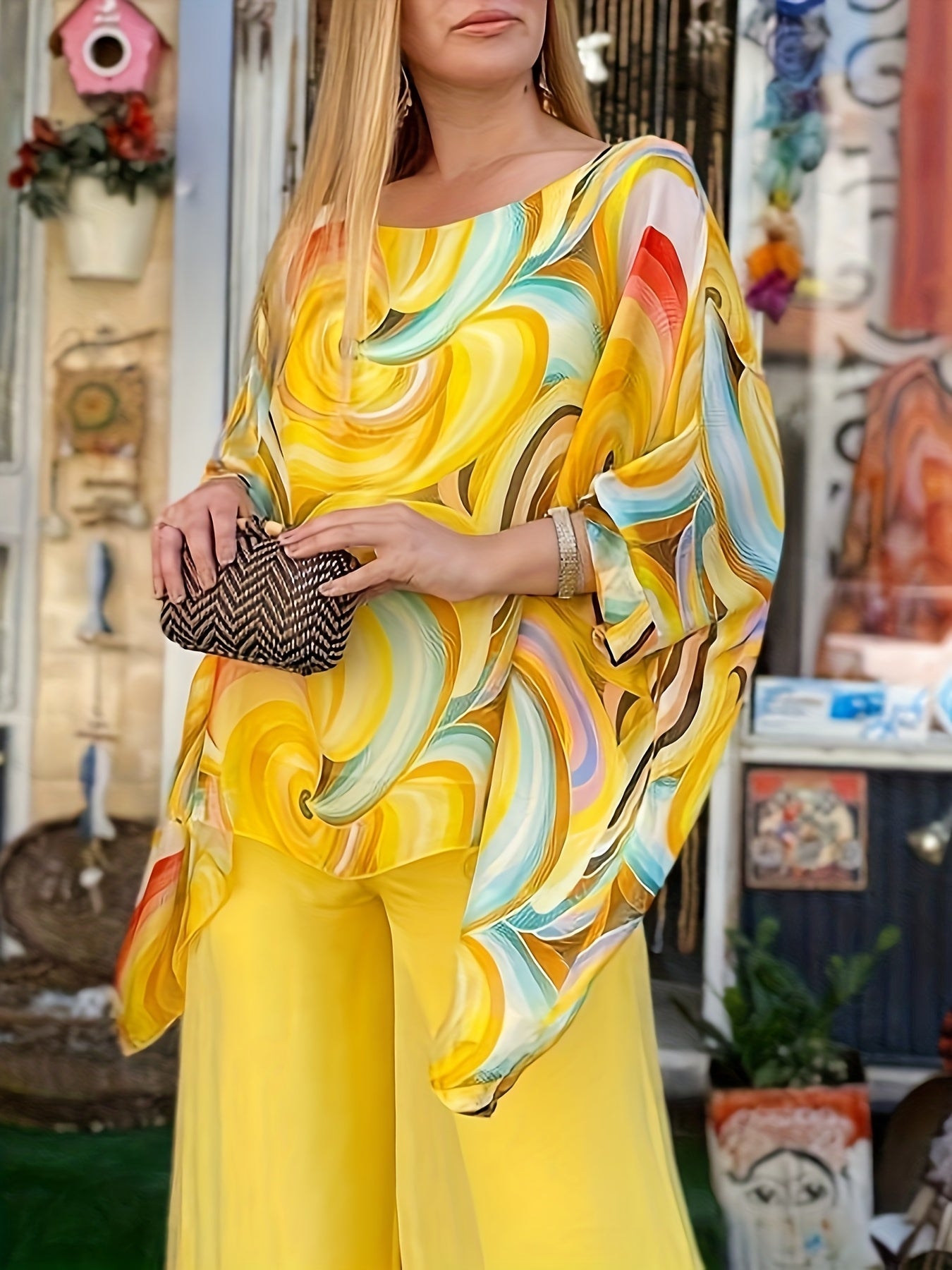 Floral Chiffon Breezy Style Chic Pants Set